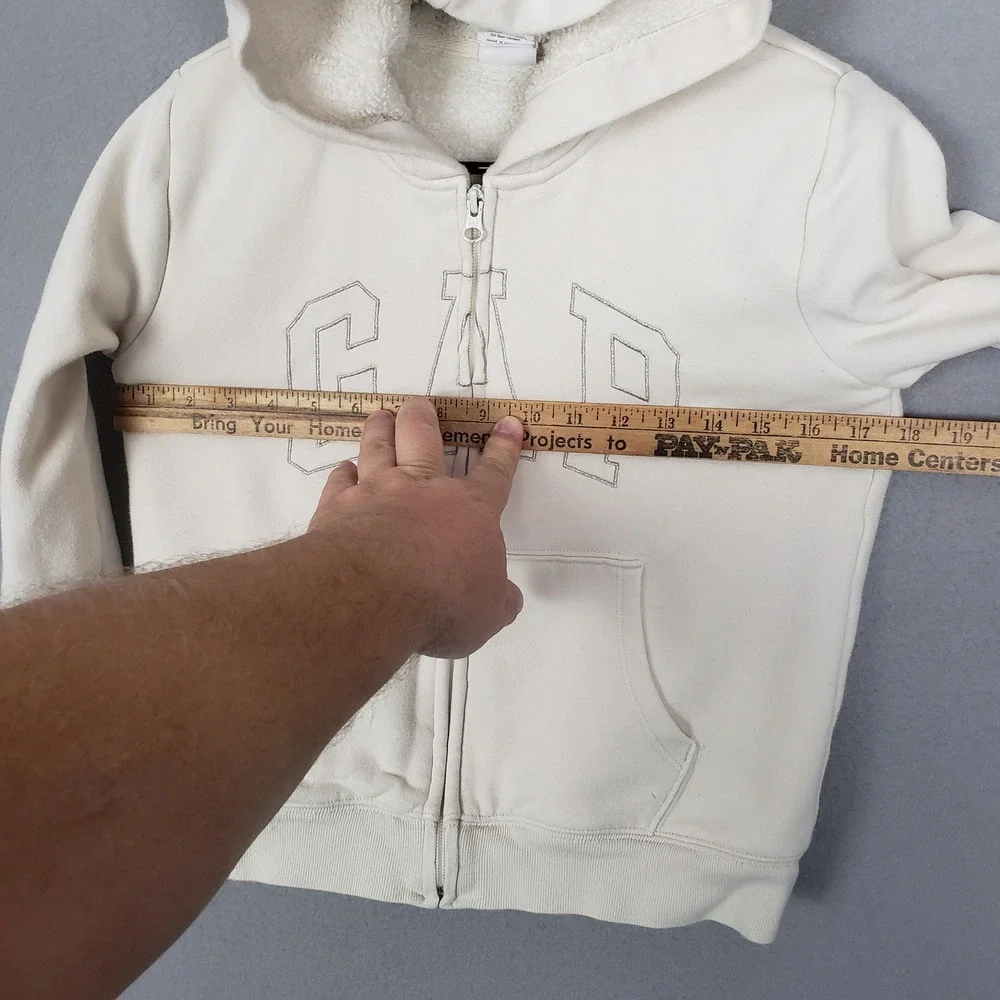 GAP Kids Size L Sherpa Lined Hoodie Sweatshirt Cream Full Zip Comfy Lounge‎ Cozy